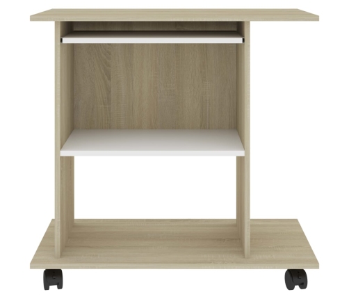 Mesa de ordenador madera contrachapada blanco roble 80x50x75 cm