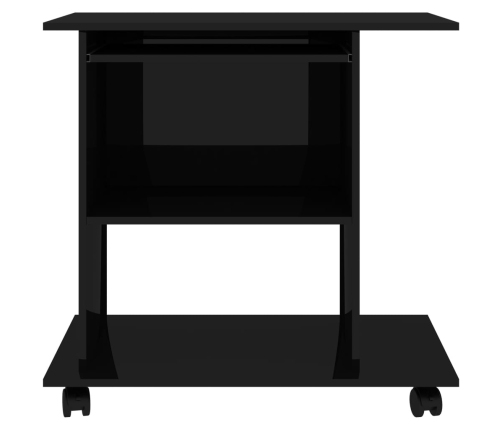 Mesa de ordenador madera contrachapada negro brillo 80x50x75 cm