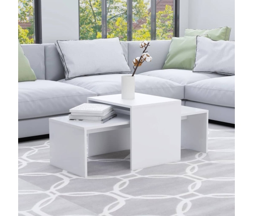 vidaXL Set de mesas de centro madera contrachapada blanco 100x48x40 cm