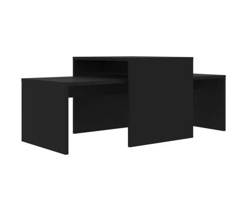 Set de mesas de centro madera contrachapada negro 100x48x40 cm