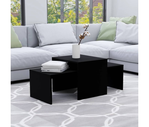 Set de mesas de centro madera contrachapada negro 100x48x40 cm