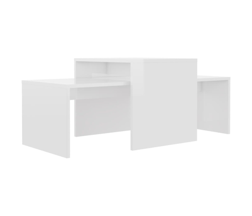 Mesa de centro madera contrachapada blanco brillo 100x48x40 cm