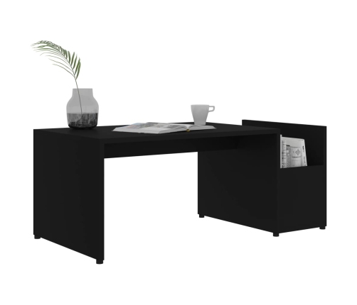 vidaXL Mesa de centro madera contrachapada negro 90x45x35 cm