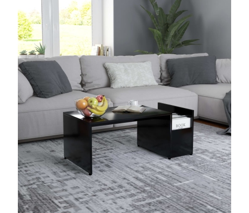 vidaXL Mesa de centro madera contrachapada negro 90x45x35 cm