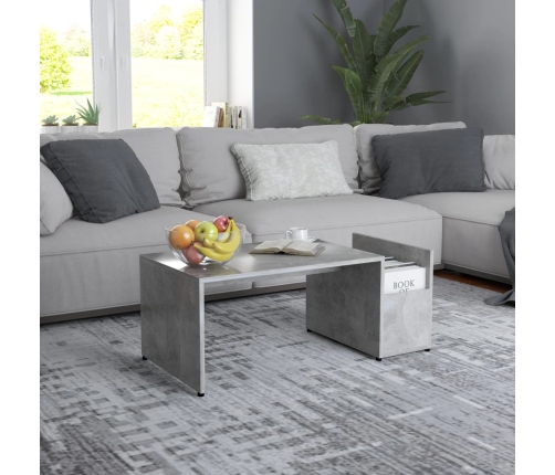 vidaXL Mesa de centro madera contrachapada gris hormigón 90x45x35 cm