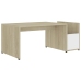 Mesa de centro madera contrachapada blanco y roble 90x45x35 cm