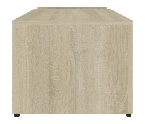 Mesa de centro madera contrachapada blanco y roble 90x45x35 cm