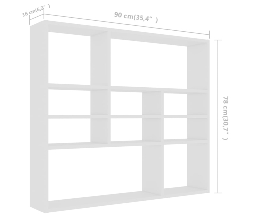 vidaXL Estantería de pared madera contrachapada blanco 90x16x78 cm