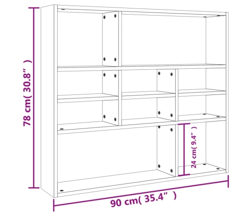 vidaXL Estantería de pared contrachapada color roble 90x16x78 cm