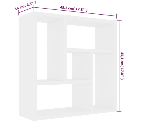 Estantería de pared madera contrachapada blanco 45,1x16x45,1 cm