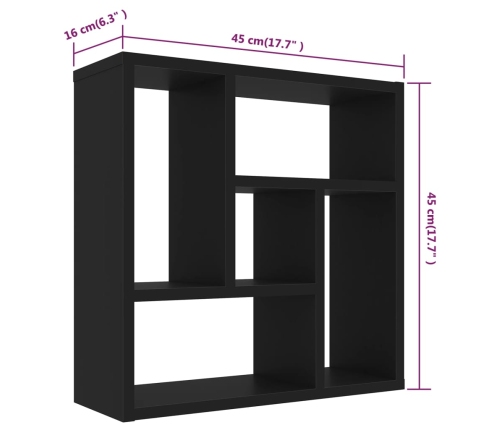 Estantería de pared madera contrachapada negro 45,1x16x45,1 cm