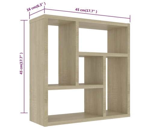 vidaXL Estantería de pared contrachapada color roble 45,1x16x45,1 cm