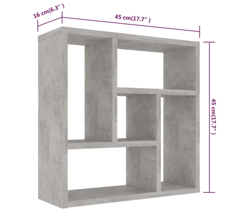 vidaXL Estantería de pared contrachapada gris hormigón 45,1x16x45,1 cm