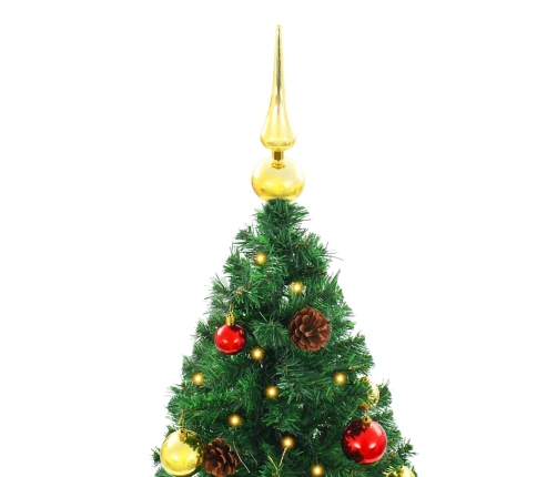 Árbol de Navidad artificial con luces y bolas verde 150 cm