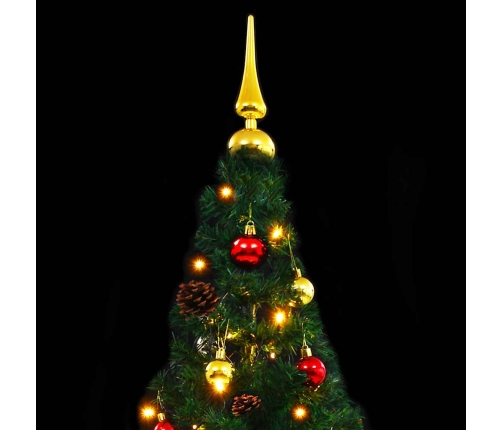 Árbol de Navidad artificial con luces y bolas verde 150 cm