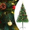 Árbol de Navidad preiluminado con luces y bolas verde 180 cm