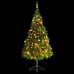 Árbol de Navidad preiluminado con luces y bolas verde 210 cm