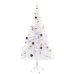 Árbol de Navidad preiluminado con luces y bolas blanco 150 cm