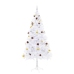 Árbol de Navidad preiluminado con luces y bolas blanco 180 cm