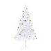 Árbol de Navidad preiluminado con luces y bolas blanco 210 cm