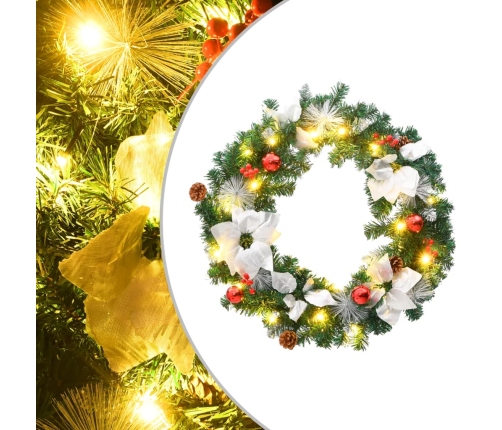 Corona de Navidad con luces LED PVC verde 60 cm