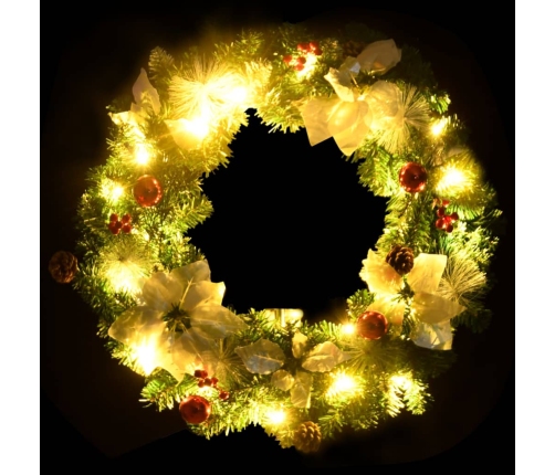 Corona de Navidad con luces LED PVC verde 60 cm