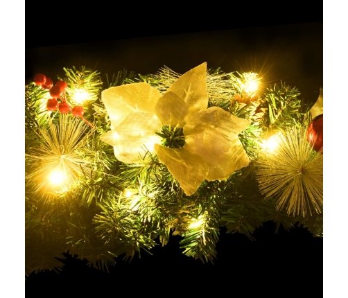 Corona de Navidad con luces LED PVC verde 60 cm