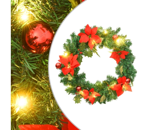 Corona de Navidad con luces LED PVC verde 60 cm