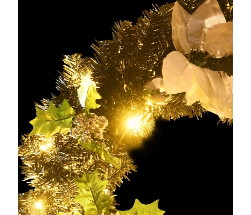 Corona de Navidad con luces LED verde 60 cm PVC