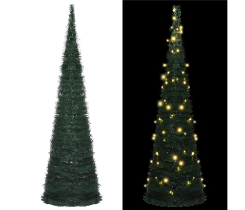 Árbol de Navidad emergente preiluminado con luces verde 150 cm