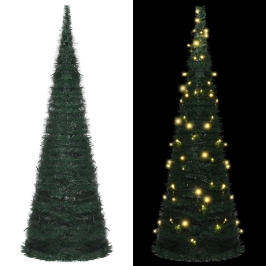 Árbol de Navidad emergente preiluminado con luces verde 180 cm