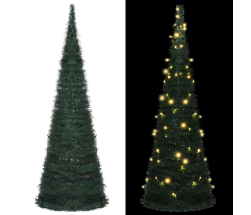 Árbol de Navidad emergente preiluminado con luces verde 180 cm