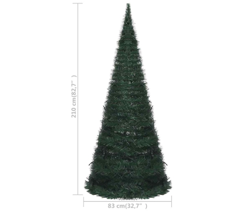 Árbol de Navidad emergente preiluminado con luces verde 210 cm