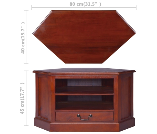 Mueble de TV de esquina madera maciza de caoba marrón clásico