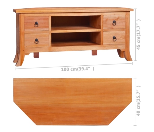 Mueble para TV de madera maciza de caoba 100x40x45 cm