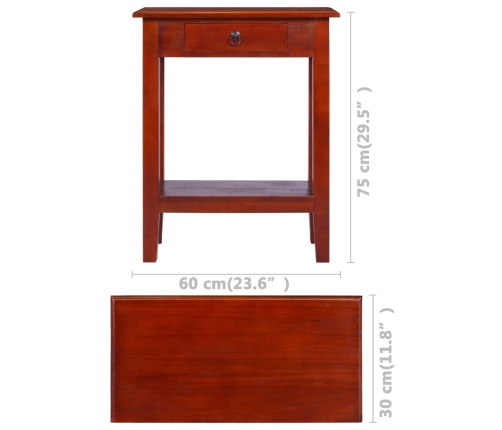 Mesa consola clásica de madera maciza caoba marrón 60x30x75cm