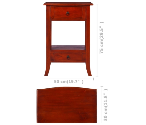 Mesa consola clásica de madera maciza caoba marrón 50x30x75 cm