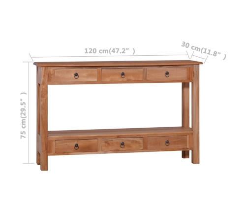 Mesa consola de madera maciza de caoba 120x30x75 cm