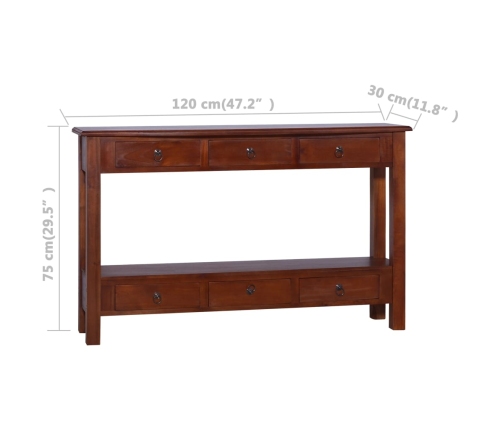 Mesa consola clásica de madera maciza caoba marrón 120x30x75cm