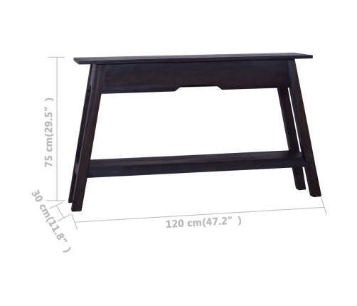 Mesa consola de madera maciza de caoba negra 120x30x75 cm