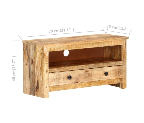 Mueble para TV de madera maciza de mango rugosa 79x30x40 cm