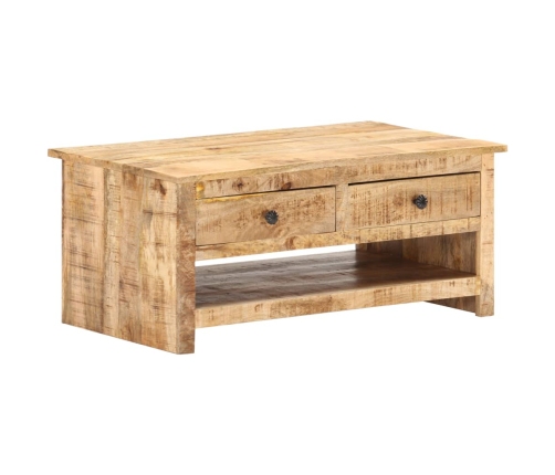 vidaXL Mesa de centro de madera maciza de mango rugosa 88x50x38 cm