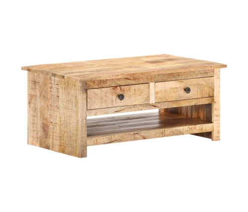 vidaXL Mesa de centro de madera maciza de mango rugosa 88x50x38 cm