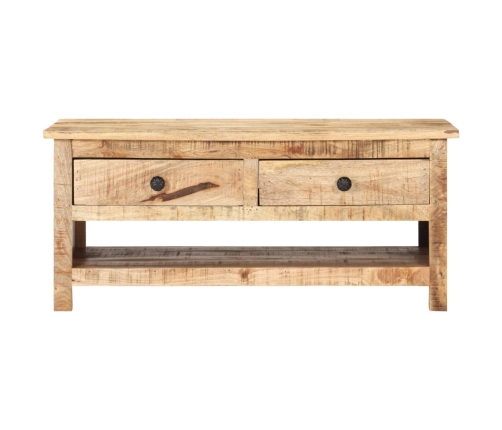 vidaXL Mesa de centro de madera maciza de mango rugosa 88x50x38 cm