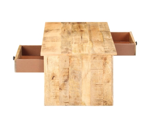 vidaXL Mesa de centro de madera maciza de mango rugosa 88x50x38 cm