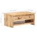 Mesa de centro de madera maciza de mango rugosa 88x50x38 cm