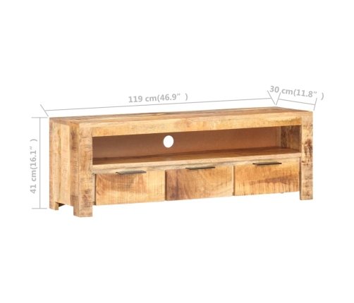 Mueble para TV de madera maciza de mango rugosa 119x30x41 cm