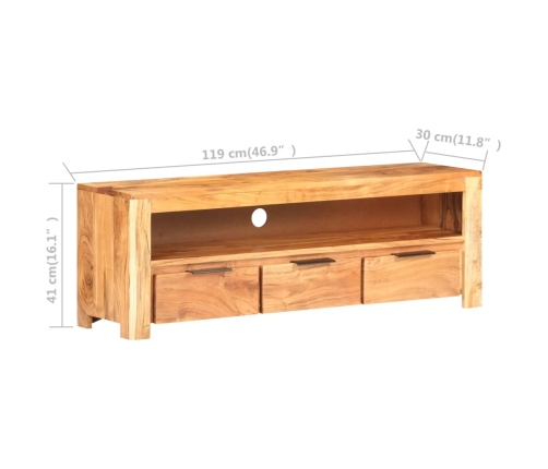 Mueble para TV de madera maciza de acacia 119x30x41 cm