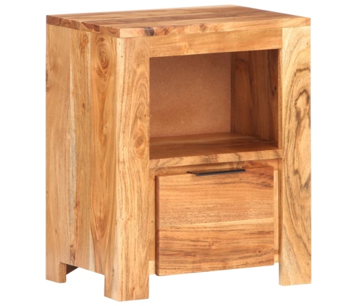 Mesita de noche de madera maciza de acacia 40x30x50 cm