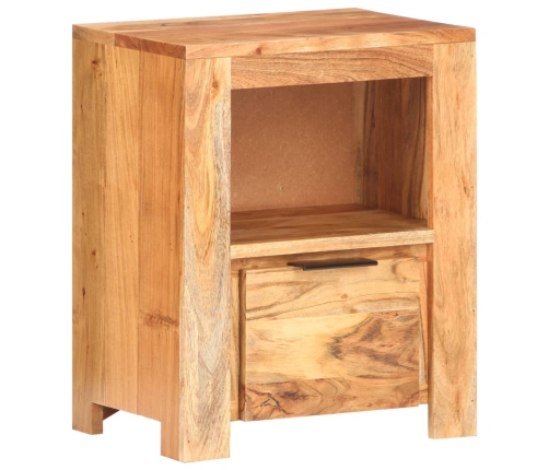 Mesita de noche de madera maciza de acacia 40x30x50 cm